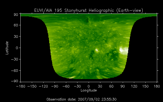 EUVI 195 heliographic map
