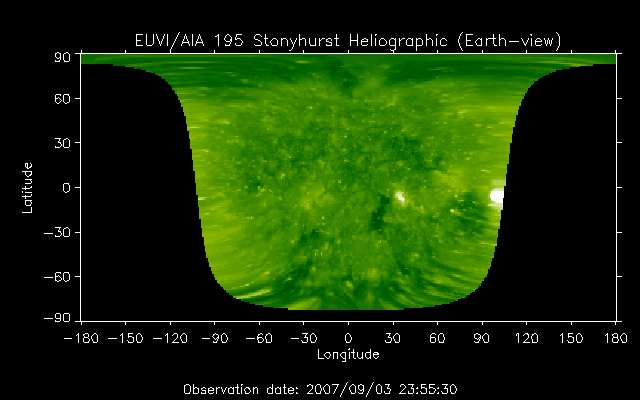 EUVI 195 heliographic map