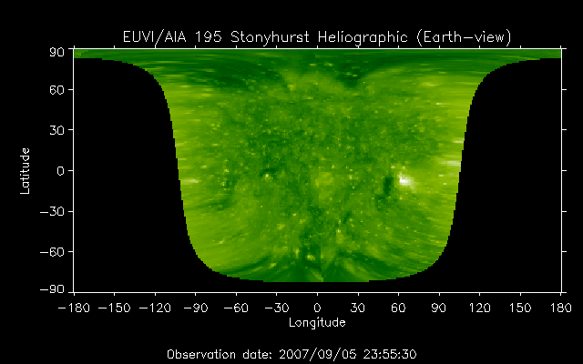 EUVI 195 heliographic map