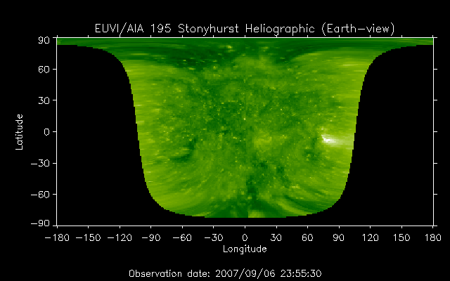 EUVI 195 heliographic map