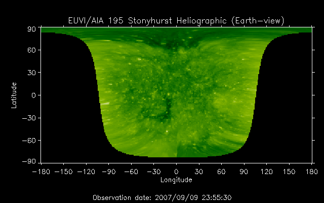 EUVI 195 heliographic map
