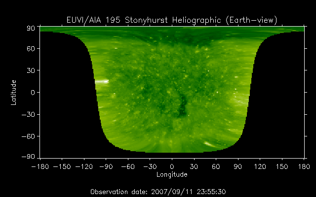 EUVI 195 heliographic map