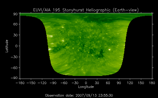 EUVI 195 heliographic map
