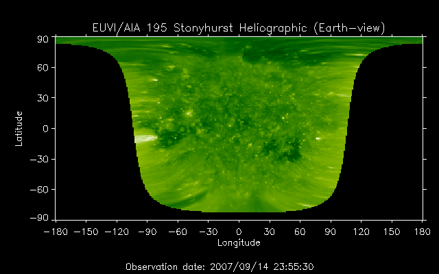 EUVI 195 heliographic map