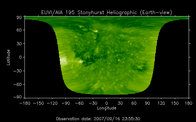 EUVI 195 heliographic map