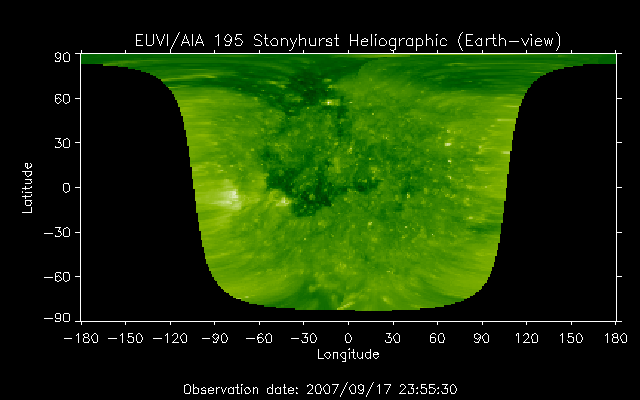 EUVI 195 heliographic map