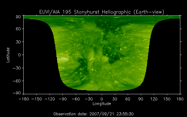 EUVI 195 heliographic map