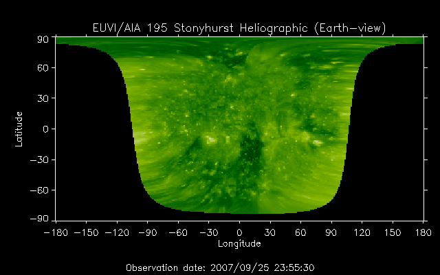 EUVI 195 heliographic map