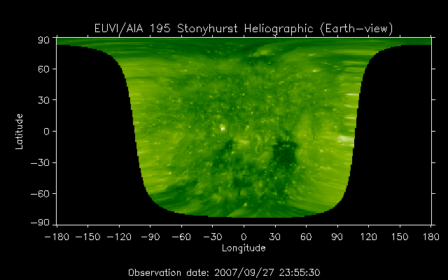EUVI 195 heliographic map