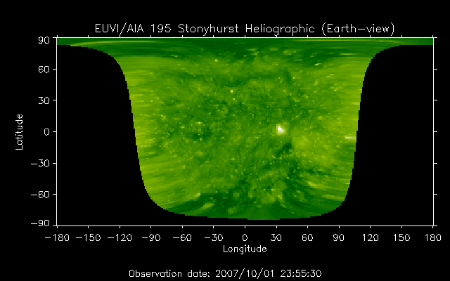 EUVI 195 heliographic map