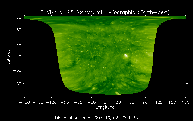 EUVI 195 heliographic map