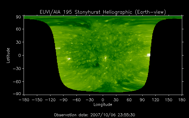 EUVI 195 heliographic map