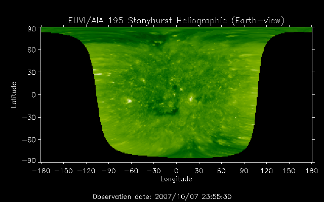 EUVI 195 heliographic map