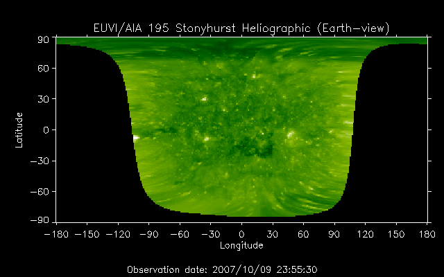 EUVI 195 heliographic map