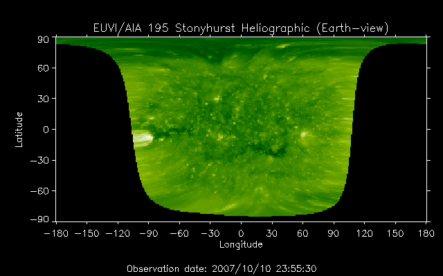 EUVI 195 heliographic map