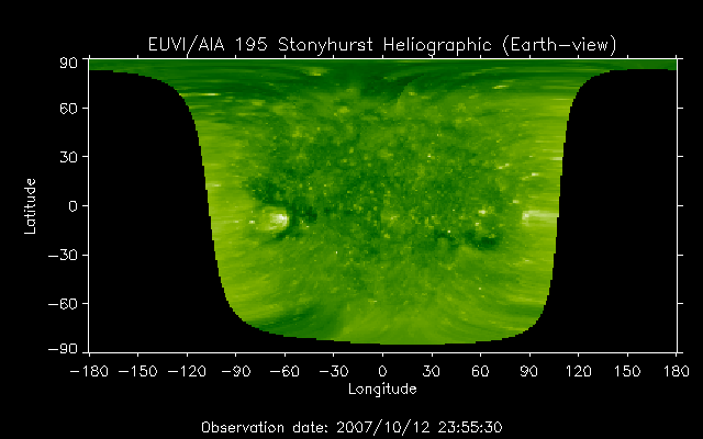 EUVI 195 heliographic map