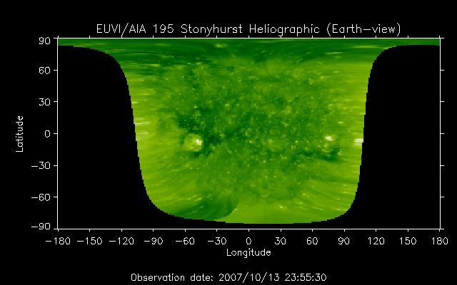 EUVI 195 heliographic map