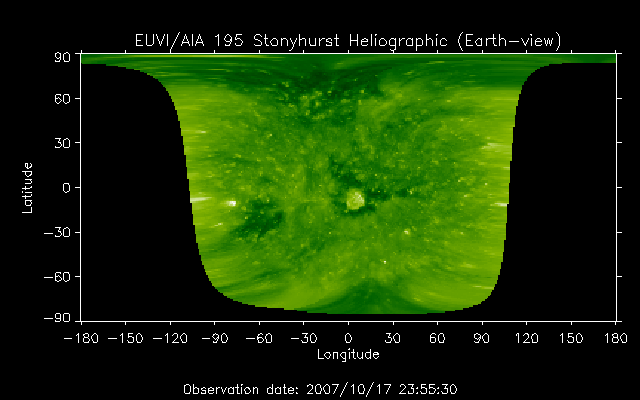 EUVI 195 heliographic map