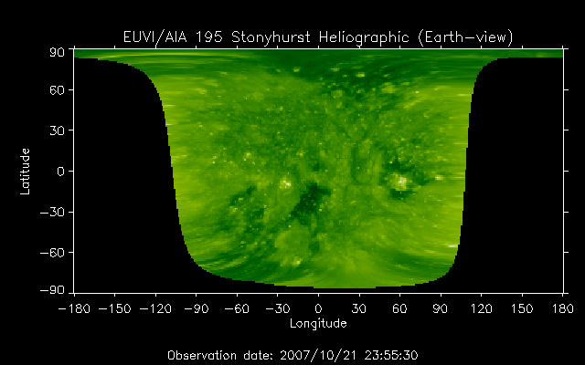 EUVI 195 heliographic map