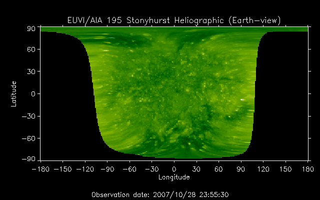 EUVI 195 heliographic map