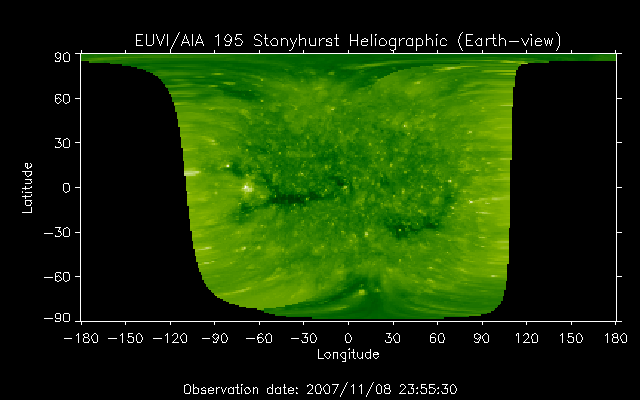 EUVI 195 heliographic map