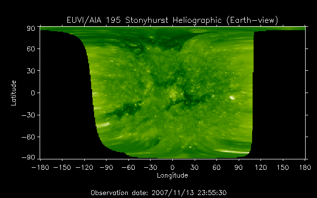 EUVI 195 heliographic map