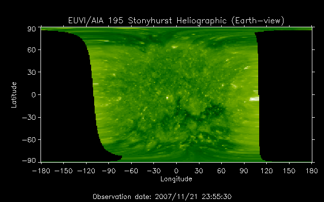 EUVI 195 heliographic map