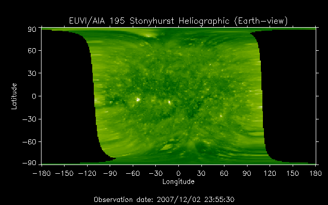 EUVI 195 heliographic map