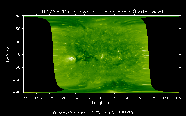 EUVI 195 heliographic map