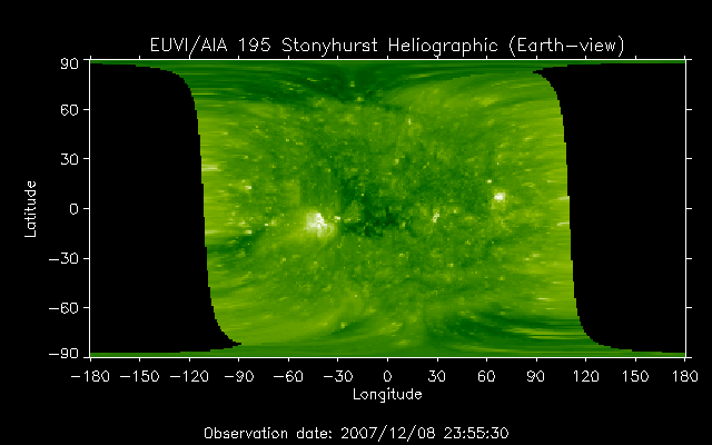 EUVI 195 heliographic map