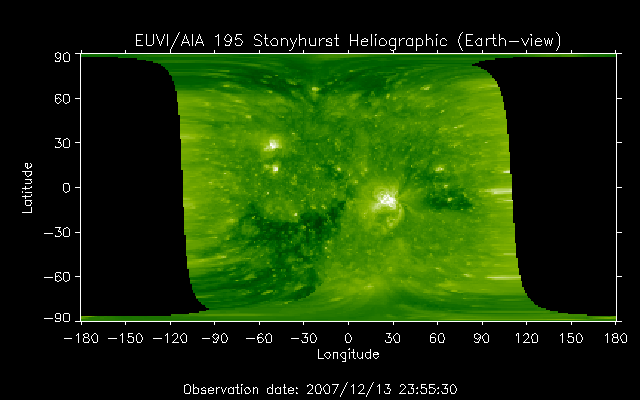 EUVI 195 heliographic map