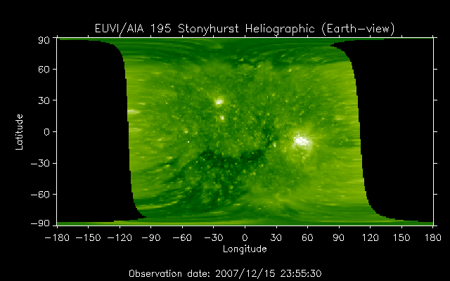 EUVI 195 heliographic map