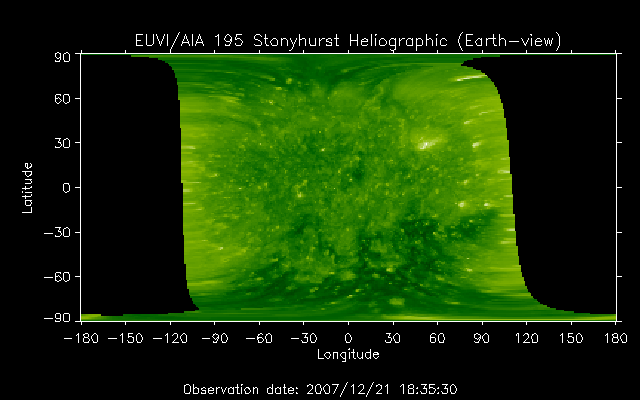 EUVI 195 heliographic map