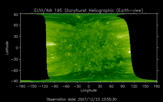 EUVI 195 heliographic map