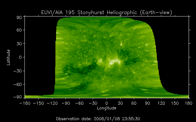 EUVI 195 heliographic map