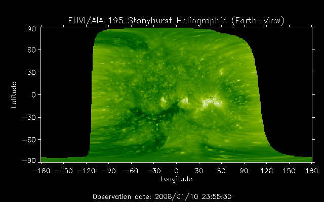 EUVI 195 heliographic map