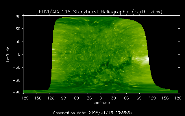 EUVI 195 heliographic map