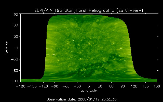 EUVI 195 heliographic map