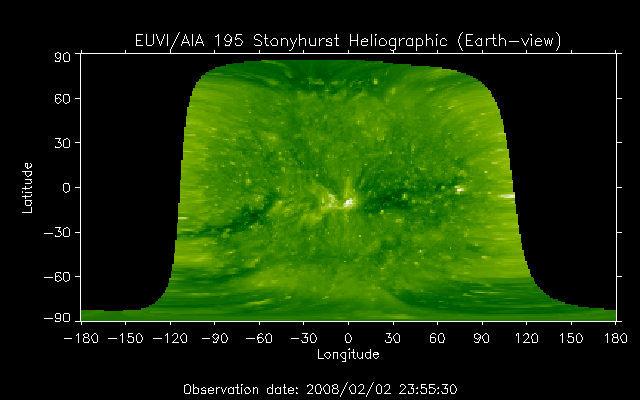EUVI 195 heliographic map