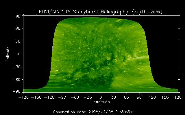 EUVI 195 heliographic map