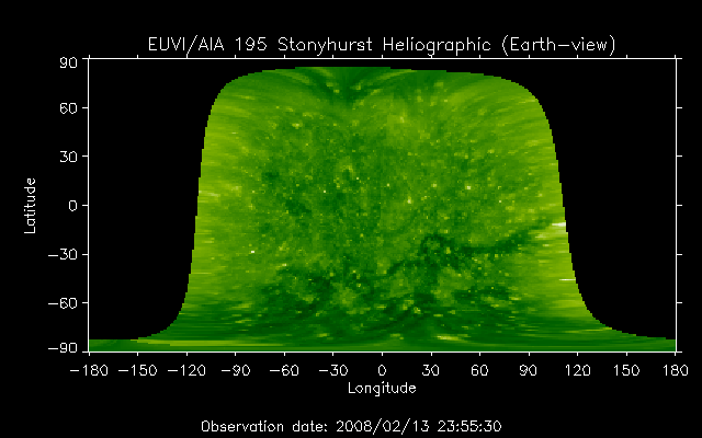EUVI 195 heliographic map