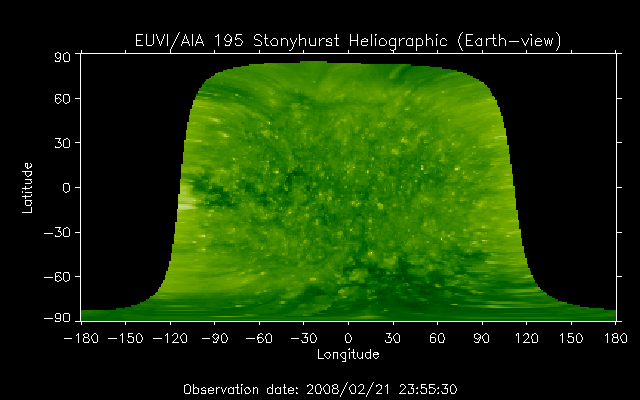 EUVI 195 heliographic map
