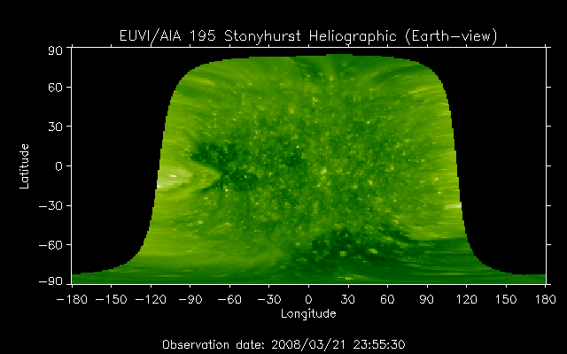 EUVI 195 heliographic map