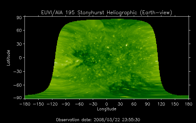 EUVI 195 heliographic map