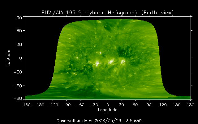 EUVI 195 heliographic map