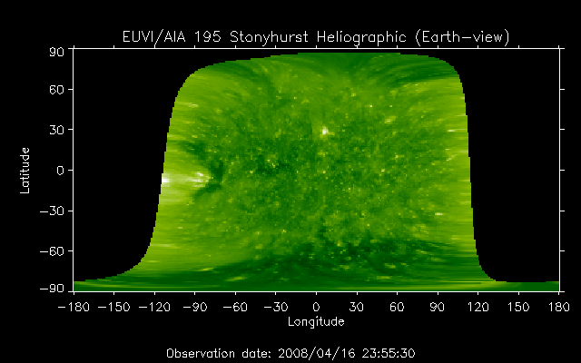 EUVI 195 heliographic map