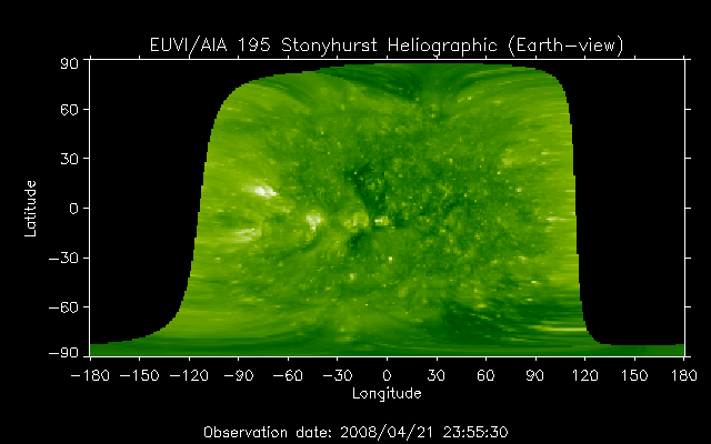 EUVI 195 heliographic map