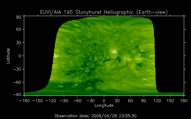 EUVI 195 heliographic map
