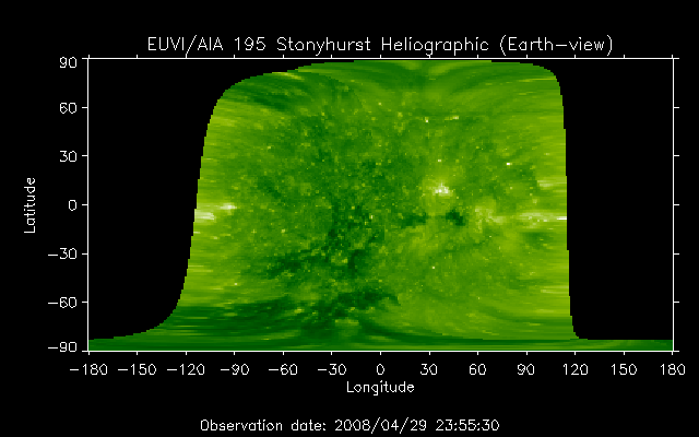 EUVI 195 heliographic map