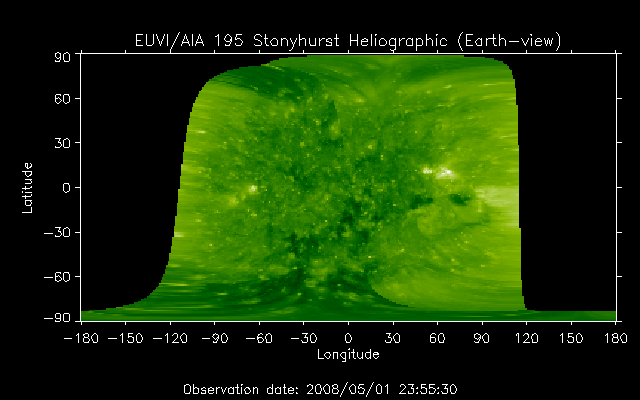 EUVI 195 heliographic map